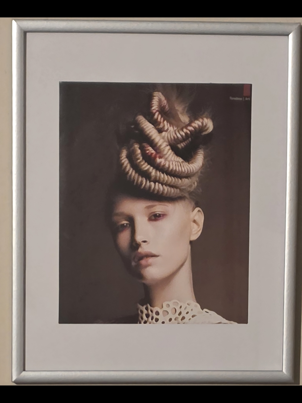 Framed Fashion Portrait Art Print in Cream and Black